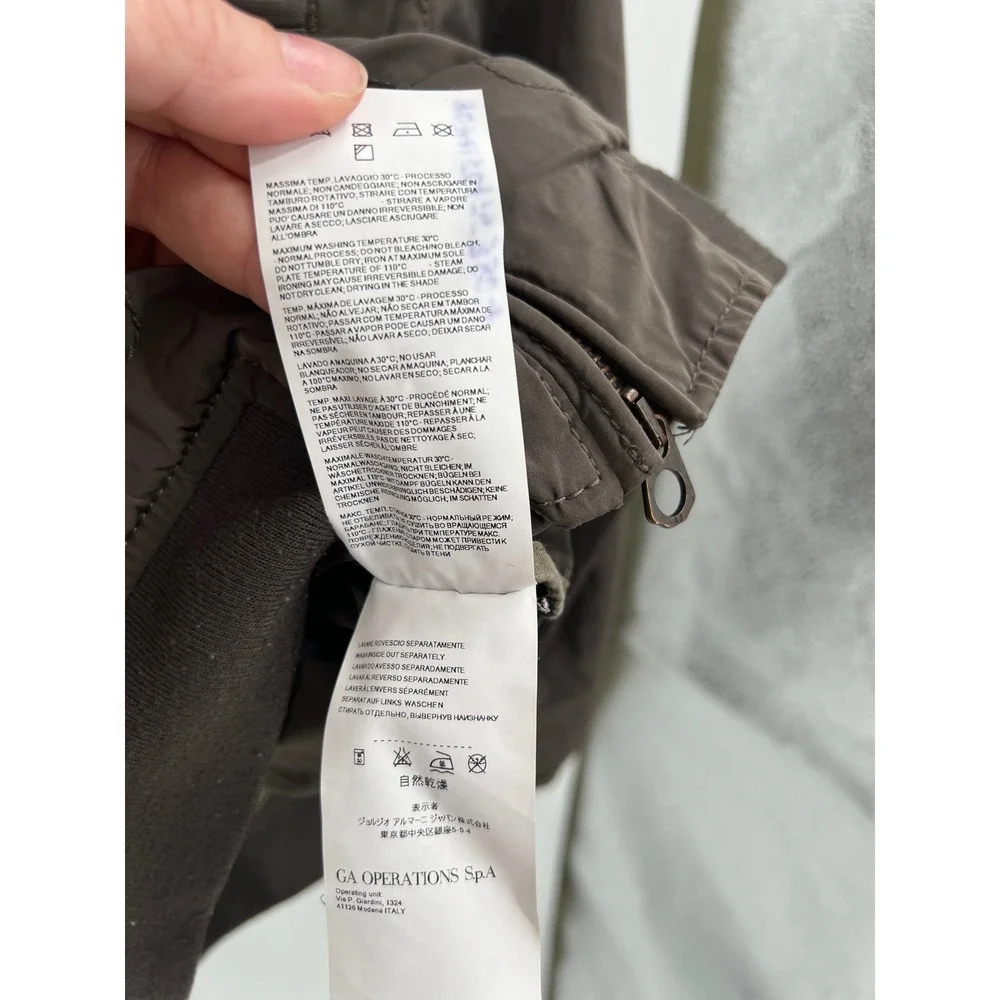 Armani Jeans Men's Bomber Jacket Size S Olive Brown Full Zip Ribbed Trim